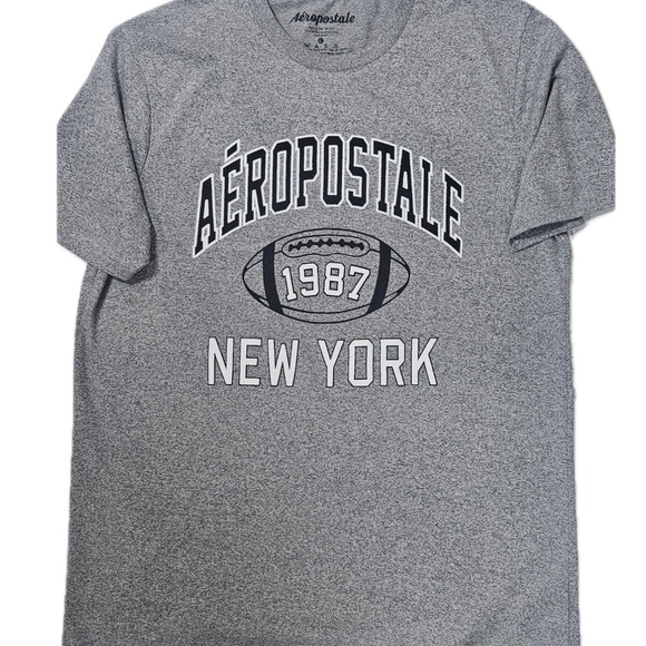 Aeropostale Shirt Mens Large Gray 1987 New York Football Graphic Heather Tee - Picture 4 of 9